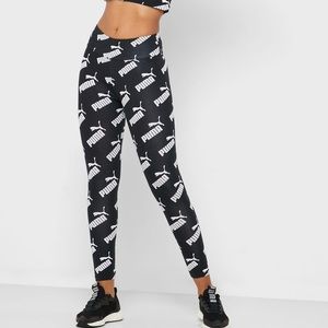 NWT PUMA Leggings Amplified All Over Print Black White Size Small
